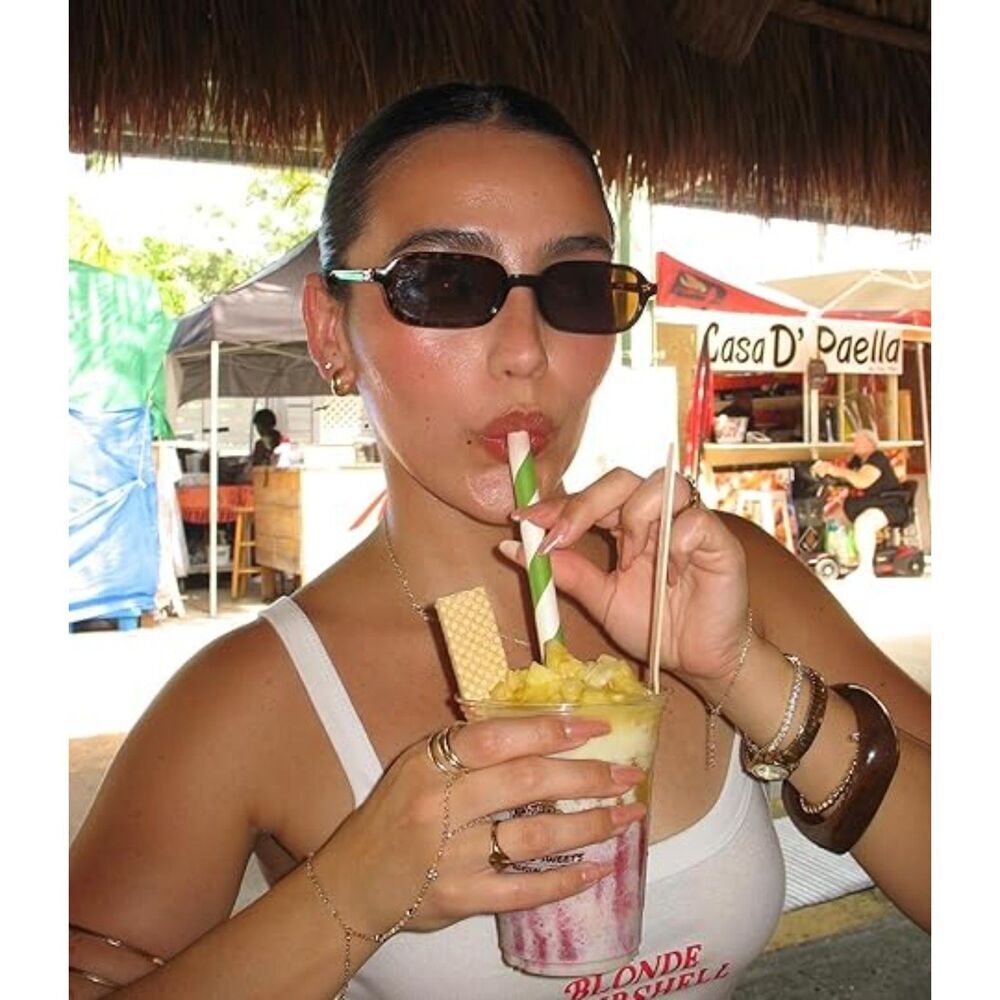 Trendy Retro 90s Small Square Rectangle Sunglasses for Women UV400 Protection - Picture 2 of 6